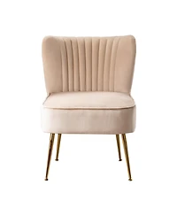 22" Wide Upholstered Tufted Velvet Accent Chair With Metal Leg