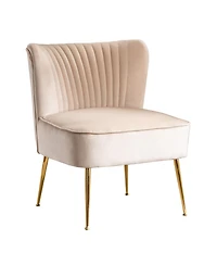 25" Wide Upholstered Tufted Velvet Accent Chair With Metal Leg