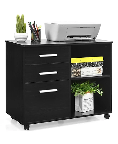 Slickblue 3-Drawer Mobile Lateral File Cabinet Printer Stand