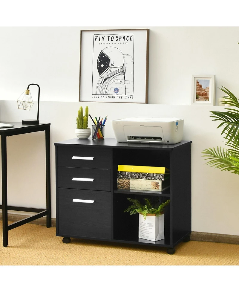 Slickblue 3-Drawer Mobile Lateral File Cabinet Printer Stand