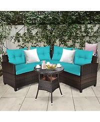 Slickblue 4 Pieces Outdoor Cushioned Rattan Furniture Set