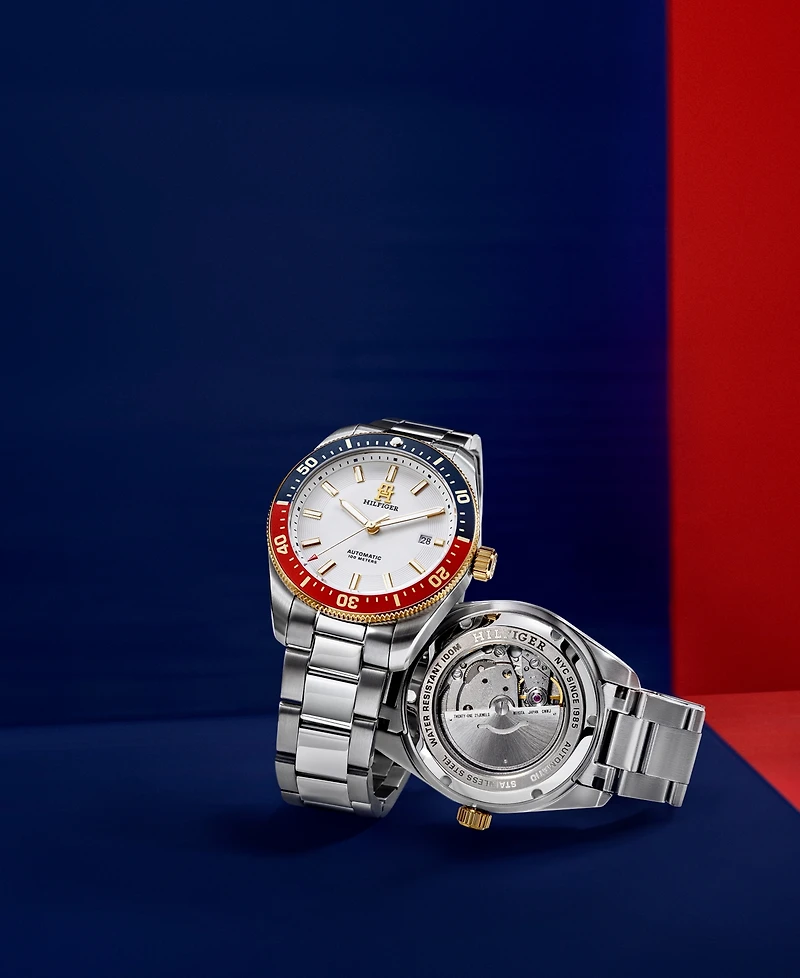 Tommy Hilfiger Unisex Automatic Silver-Tone Stainless Steel Bracelet Watch 40mm, Exclusively Ours
