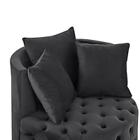 Streamdale Furniture Velvet Swivel Chair with Wheels, 3 Pillows - Black