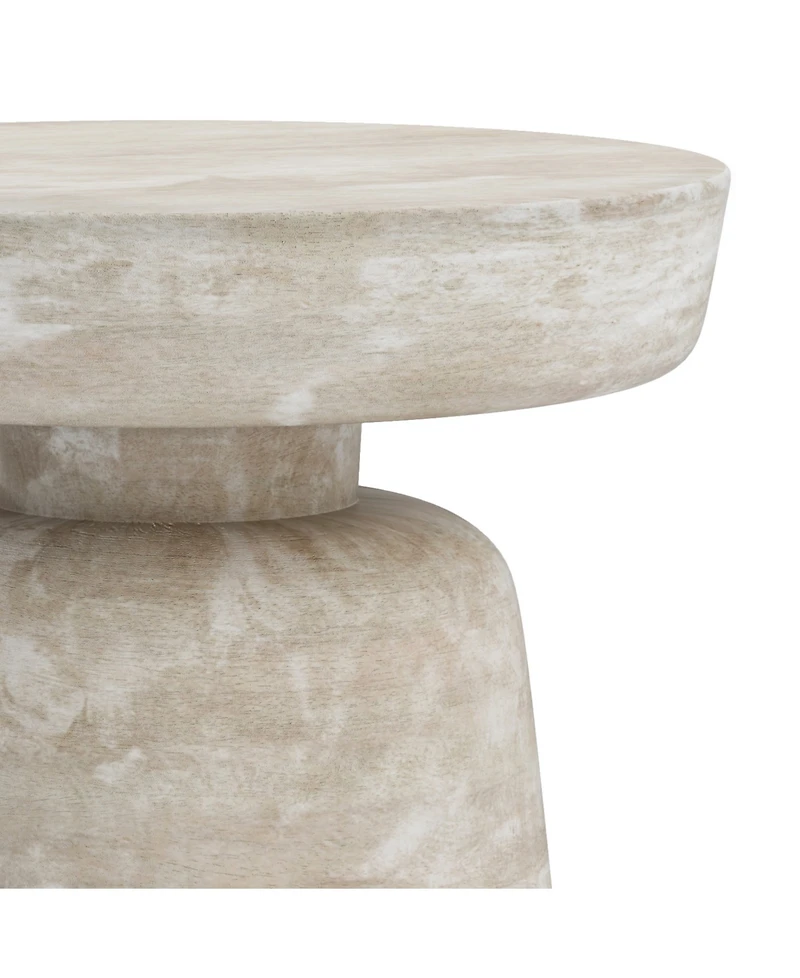 Simpli Home Robbie Solid Mango Wood Accent Table in Distressed White Wash