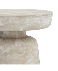 Simpli Home Robbie Solid Mango Wood Accent Table in Distressed White Wash