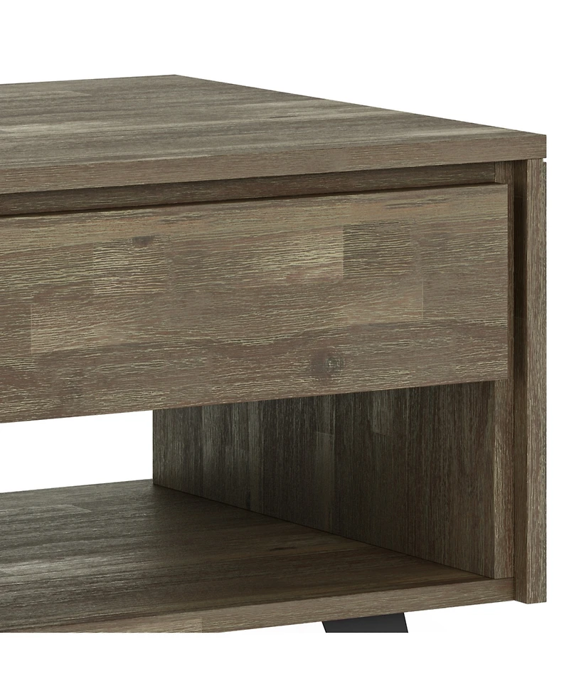 Simpli Home Lowry Solid Acacia Wood End Table in Distressed Grey