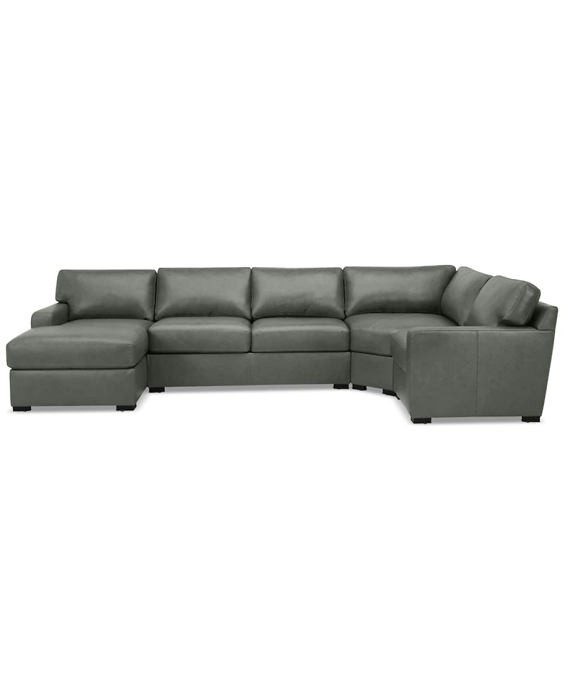 Radley 148" 4-Pc. Leather Wedge Modular Chaise Sectional, Created for Macy's