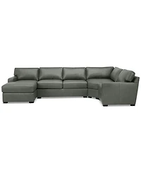 Radley 148" 4-Pc. Leather Wedge Modular Chaise Sectional, Created for Macy's