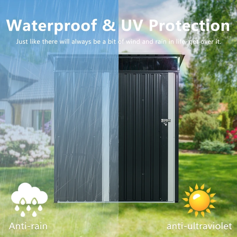 5FT X 3FT Outdoor Metal Storage Shed Transparent Plate Black