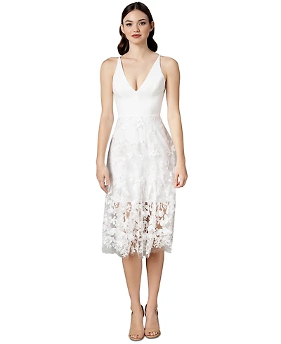 Dress the Population Plunging Darleen Neck Fit & Flare Dress