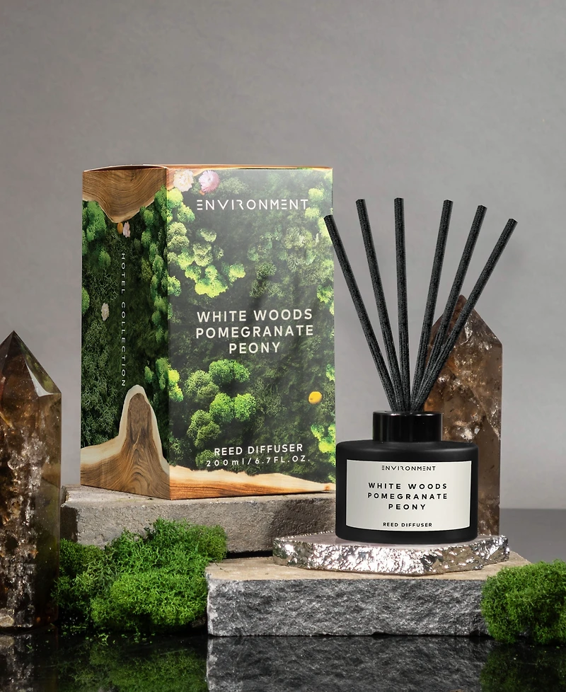 Environment White Woods, Pomegranate & Peony Diffuser (Inspired by 5-Star Luxury Hotels), 6.7 oz.