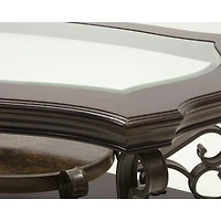 Cocktail Table, Glass table top, Mdf W/marble paper middle shelf, powder coat finish metal legs. (52"Lx32"Wx20"H)