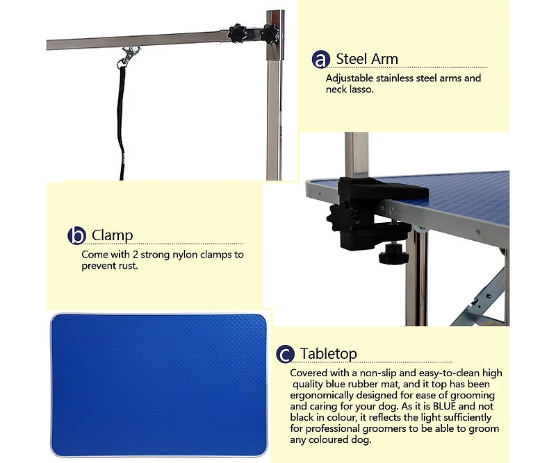 Streamdale Furniture 36" Folding Dog Pet Grooming Table Heavy Duty Stainless Steel pet dog Grooming Table