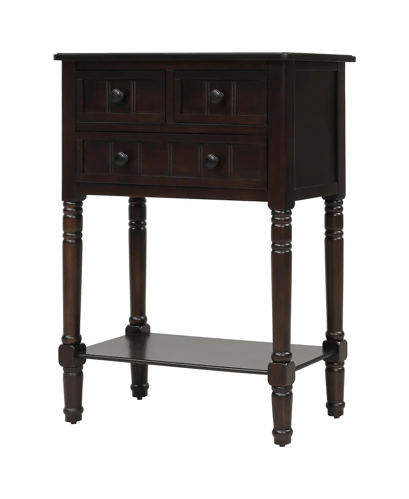 Streamdale Furniture Narrow Console Table, Slim Sofa Table With Three Storage Drawers And Bottom Shelf