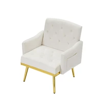 Streamdale Furniture Cream Velvet Armchair With Metal Legs