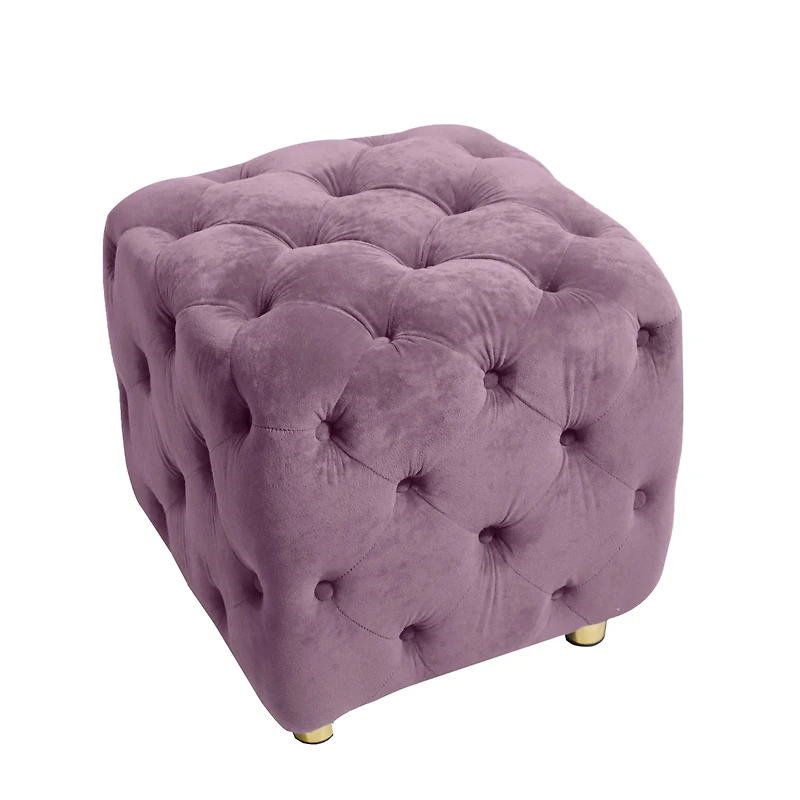 Streamdale Furniture Modern Purple Velvet Ottoman, Small End Table, Footstool & Chair Set