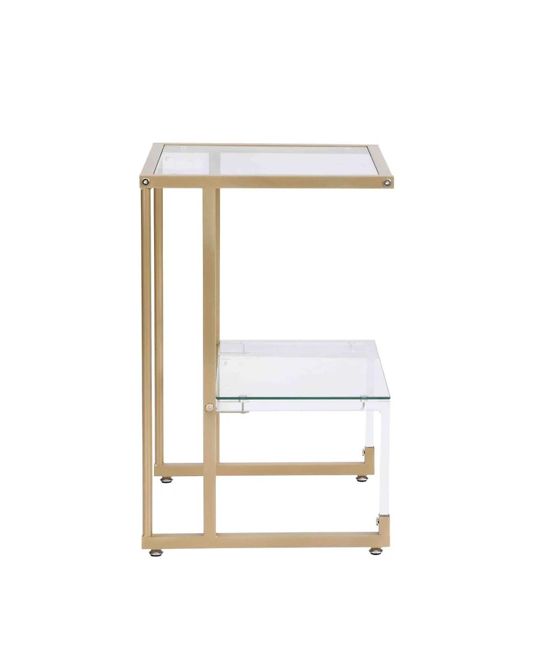 Streamdale Furniture Golden Side Table, 2-Tier Acrylic Glass End Table For Living Room Bedroom