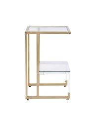 Streamdale Furniture Golden Side Table, 2-Tier Acrylic Glass End Table For Living Room Bedroom