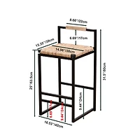 Streamdale Furniture Water Hyacinth Woven Bar Stools with Back Support