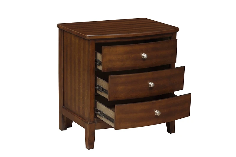 Streamdale 3-Drawer Nightstand in Dark Cherry Finish