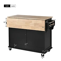 Streamdale Rolling Kitchen Cart with Drop-Leaf Countertop & Barn Door