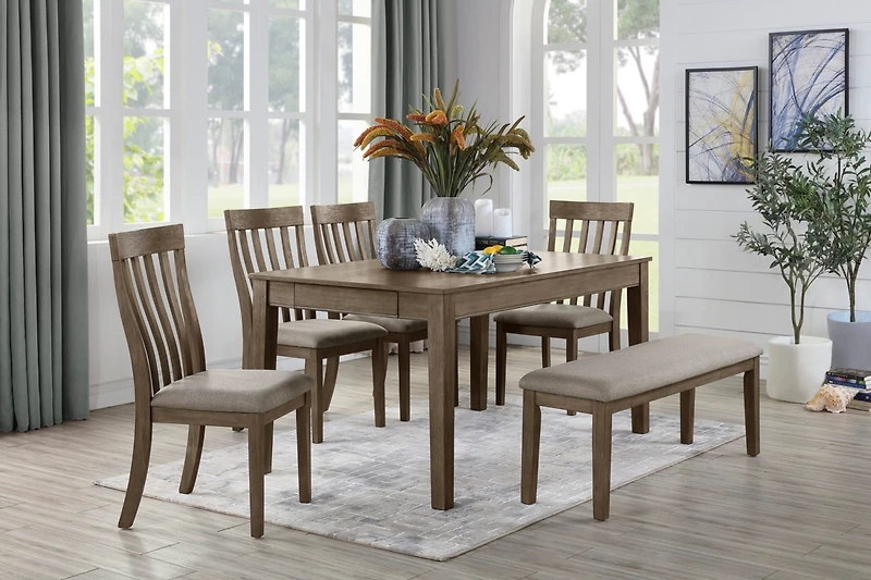Wire Brushed Brown Side Chairs Set