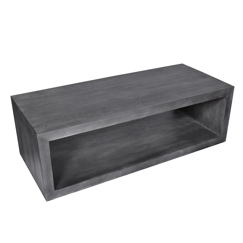 Streamdale Furniture 58" Cube Shaped Wooden Coffee Table With Open Bottom Shelf, Charcoal Gray