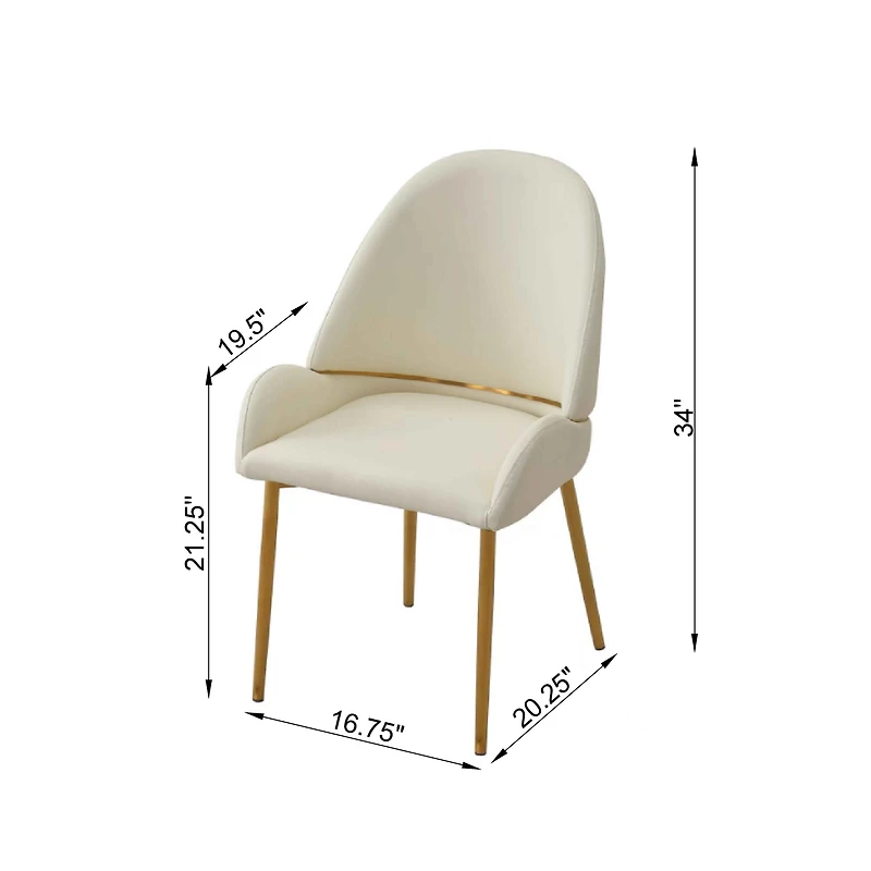 Streamdale Dining Chair With Pu Leather Color Metal Legs (Set Of 2)