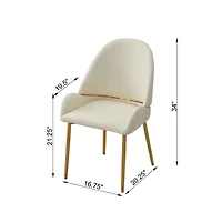 Streamdale Dining Chair With Pu Leather Color Metal Legs (Set Of 2)