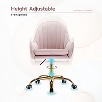 Velvet Home Office Chair with Wheels and Side Arms