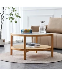 Streamdale Furniture Modern double-layer solid wood tea table