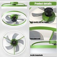 Streamdale Dimmable Led Ceiling Fans with Thin Modern Flushmount