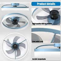 Streamdale Dimmable Led Ceiling Fan with Ultra-Thin Profile (Blue)