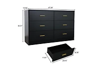 Streamdale Modern Black 6-Drawer Dresser, Amplified Storage