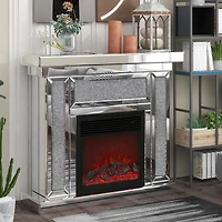 Streamdale Acrylic Diamond Mirror Mantelpiece with Electric Heater