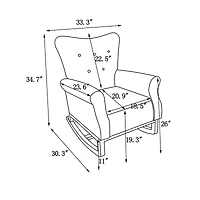 Baby Room High Back Rocking Chair Nursery Chair, Comfortable Rocker Fabric Padded Seat, Modern