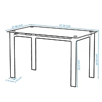 Streamdale Furniture Modern Tempered Glass Dining Table, Simple Rectangular Metal Table Legs Living Room Kit