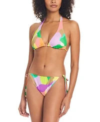 Sanctuary Womens Printed Halter Neck Bikini Top Side Tie Hipster Bottoms