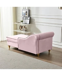 Simplie Fun Modern Upholstery Chaise Lounge Chair With Storage Velvet (Pink)