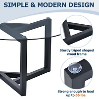 Simplie Fun Round Glass Coffee Table Modern Cocktail Table Easy Assembly With Tempered Glass Top & Sturdy