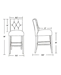 29" Upholstered Linen Fabric Tufted Bar Stool Chair
