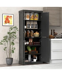 Slickblue Buffet Cabinet with 6-Tier Shelves and 4 Doors