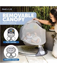 Jool Baby Nova Swing for Newborns - Electric Motorized Infant Swing, Bluetooth Music, 10 Preset Melodies, Remote (Updated Model, Gray)