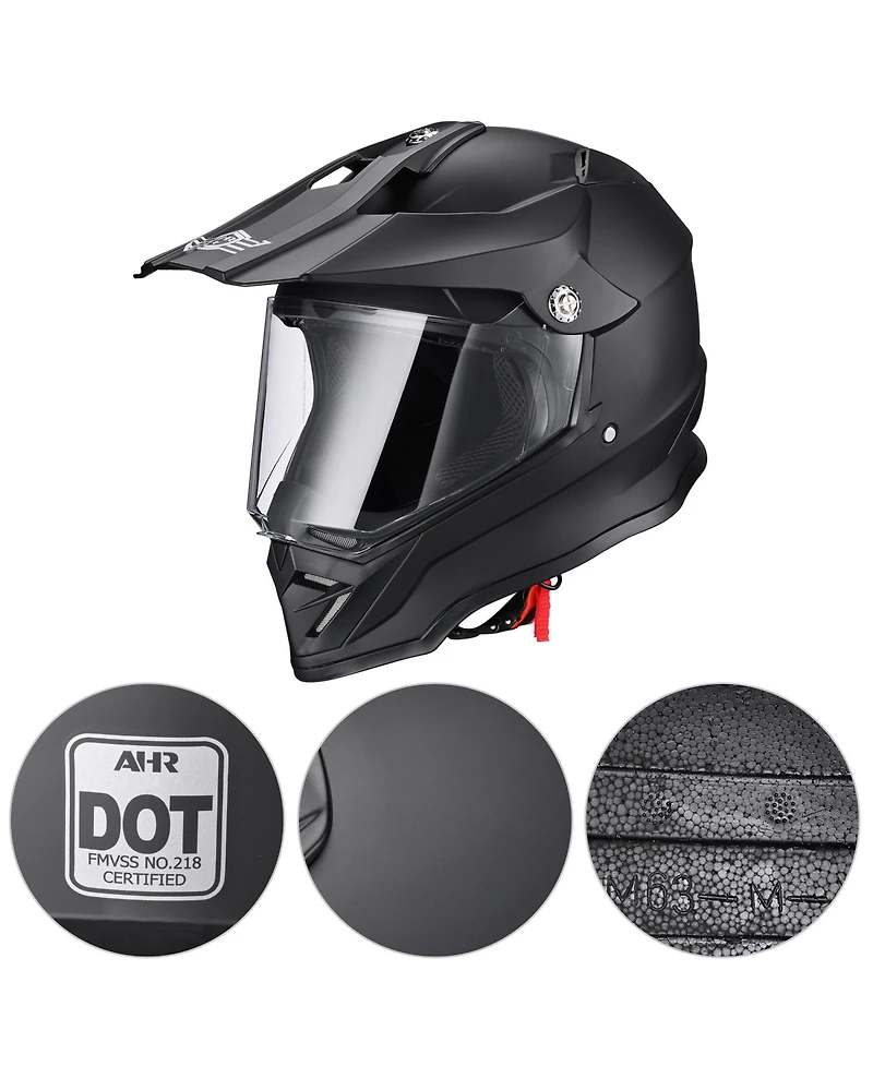 Ahr H-VEN35 Dual Sport Motorcycle Helmet Dot Approved Dirt Bike Off Road Atv S
