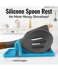 Silicone Utensil Rest with Drip Pad for Multiple Utensils - Kitchen Utensil Holder for Ladles & Tongs