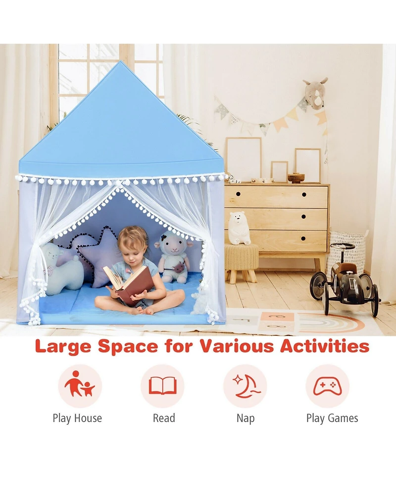 Slickblue Kids Play Tent Large Playhouse Children Play Castle Fairy Tent Gift with Mat