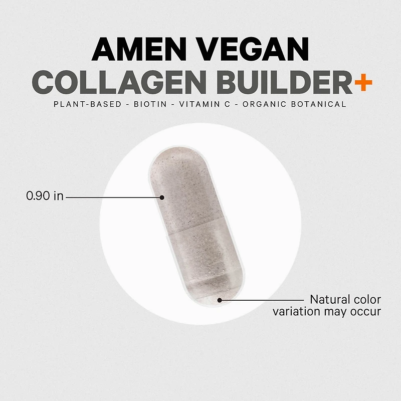 Amen Collagen Builder Supplement - Organic Whole Foods, Lutein, Vitamin C, Biotin, Lysine, Proline Collagen Boosters