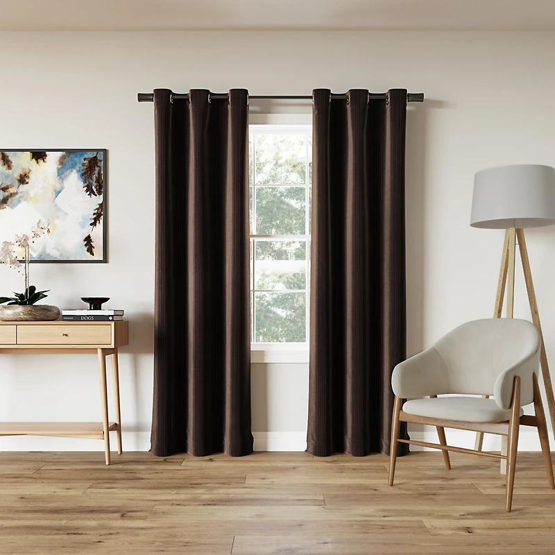 Cascade Pleated Velvet Blackout Grommet Curtain Panel