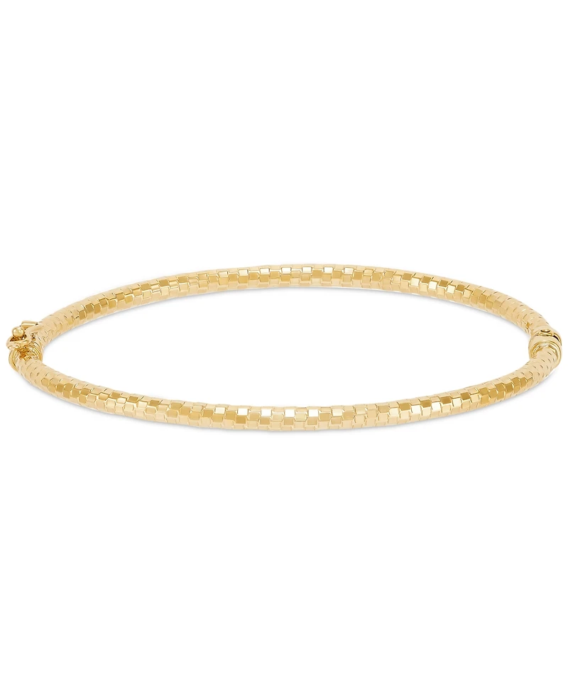 Italian Gold Textured Disco-Cut Hinged Bangle Bracelet in 10k Gold