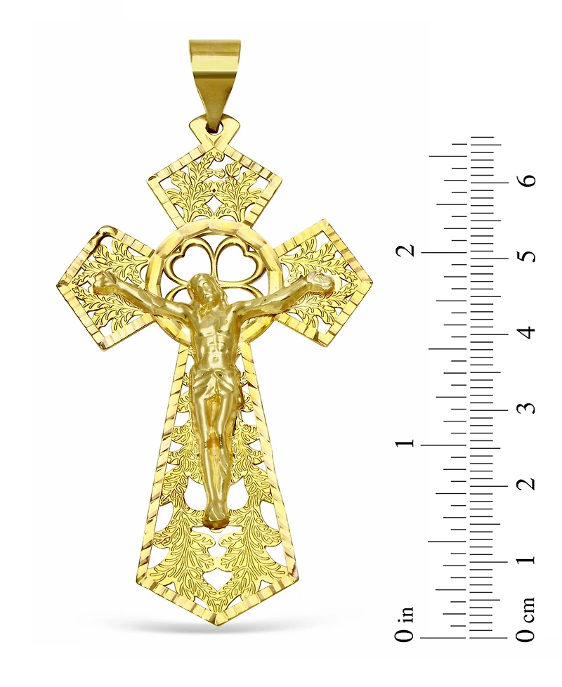 Filigree Crucifix Fancy Openwork Cross Pendant in 10k Gold